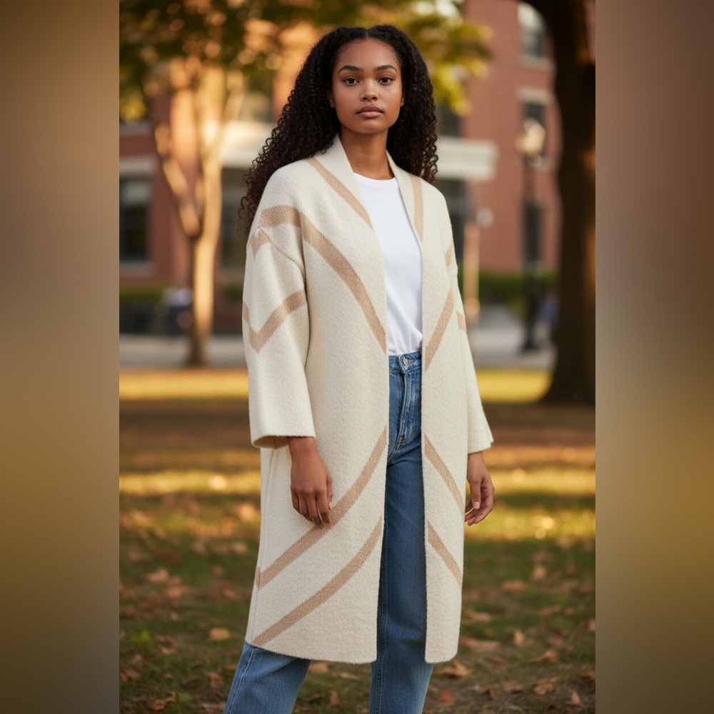 Steve Madden Cream and Tan Cardigan